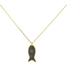 G&A Jewels Koruyucu Balık 925 Ayar Oksitli Yaldız (Altın) Kaplama Gümüş Kolye