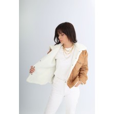 Boutique de Elegante Içi Kürklü Kısa Mont Taba Renk M