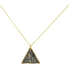 G&A Jewels Sırların Üçgeni 925 Ayar Gümüş Oksitli Yaldız (Altın) Kaplama Gümüş Kolye