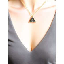 G&A Jewels Sırların Üçgeni 925 Ayar Gümüş Oksitli Yaldız (Altın) Kaplama Gümüş Kolye