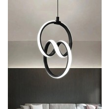 St Aydınlatma Feliz Antre Salon Mutfak İçin Siyah Kasa Beyaz Işıklı Led Avize