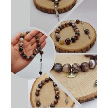 Akik Taşı Faset Kesim 17LIK Efe Tesbih 14MM (54362)