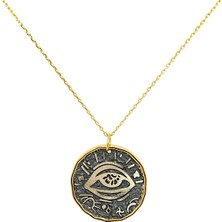G&A Jewels Koruyucu Bakış 925 Ayar Oksitli Yaldız (Altın) Kaplama Gümüş Kolye