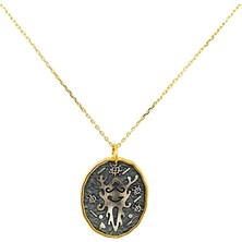 G&A Jewels Gizemli Güç 925 Ayar Gümüş Oksitli Yaldız (Altın) Kaplama Gümüş Kolye