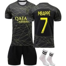 Psg Mbappe Siyah-Gold Özel Tasarım Çocuk Forma Takımı 4'lü Set Çorap+Bileklik Hediyeli
