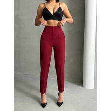 Arzu Has Butik Yeni Sezon Pensli Yüksek Bel Boru Paça Kumaş Pantolon