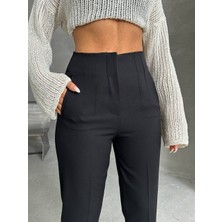 Arzu Has Butik Yeni Sezon Pensli Yüksek Bel Boru Paça Kumaş Pantolon