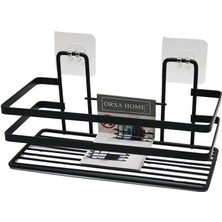 Go İthalat YAPIŞKANLI ASKILI ÇOK AMAÇLI SİYAH KARE BANYO RAF (3791)