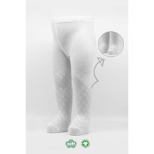 Nessiworld Bistyle Tekli Ekose Kabartma Penye Külotlu Çorap BS50105 Beyaz