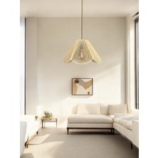 Korfam Home Design Rosalinda Avize - Krem Hasır El Yapımı Çiçek Şekilli Bohem Rustik Avize