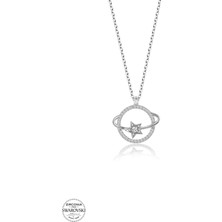 Kutaydan Swr Zirconia 0,40 Ct Gezegen Kadın Gümüş Kolye