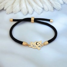 Altın Plakalı 14 Ayar Kuş Figürlü Türkiye Ay Yıldız Bilekliği, Vatan Sevgisi ve Gururu Simgeleyen, Siyah Örgü Det Aylı Gençlere Özel Anlamlı Bir Seçenek!