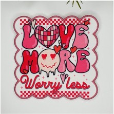 Decofav Love More Slogan Tasarımlı Nakış Kenar Kumaş Kokteyl Peçetesi 1 Adet