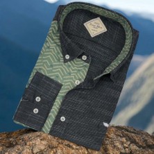 Eren Style Pamuklu Antrasit Uzun Kollu Erkek Gömlek (Slim Fit Kalıp)