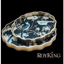 Roy King Royking Kuşlu 2 Li Oval Tepsi 44 x 36-38 x 31  cm  Fx 054
