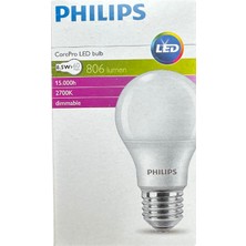 Philips 8,5W (60W) 2700K (Sarı Işık) Dim Edilebilir E27 Duylu (Kalın Duy) led Ampul