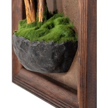 Timber Bonsai Tablaeu - 5 - Masif Ahşap Çerçeveli 3 Boyutlu Yapay Ağaç Tablosu 33X60 cm
