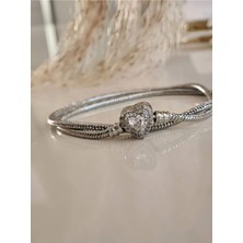 Eva Takı Prenses Taşlı Kalp Aşk Love Pandor Çelik Kolye