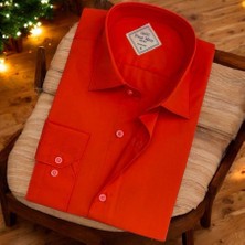 Eren Style Pamuklu Kırmızı Uzun Kollu Erkek Gömlek (Slim Fit Kalıp)