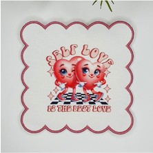Decofav Self Love Aşk Temalı Nakış Kenar Kumaş Kokteyl Peçetesi 1 Adet