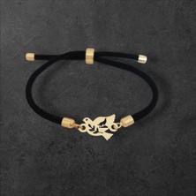 Altın Plakalı 14 Ayar Kuş Figürlü Bozkurt Bilekliği, Güç ve Bağımsızlığı Simgeleyen, Siyah Örgü Det Aylı Gençlere Yakışır Etkileyici Bir Hediye!