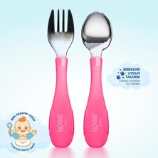 Wee Baby Paslanmz Çelik Çatal Kaşık Seti Pembe
