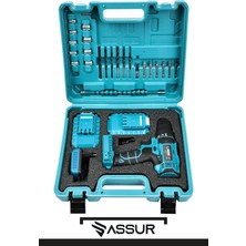 Assur 12V 1.5AH Metal Şanzıman Çift Akülü Bakır Sargı 24 Parça Şarjlı Matkap Akülü Vidalama