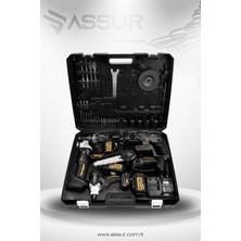 Assur Profesyonel 21V Akülü 5'li Set Kırıcı Delici Hilti Taşlama Somun Sıkma Akülü Vidalama Budama Testeri