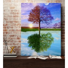Bk Gift Dört Mevsim Ağaç Tasarımlı Kanvas Tablo 70X100CM-1