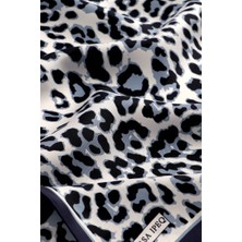 Bursa İpek Lacivert Leopar Desen Twill Ipek Eşarp