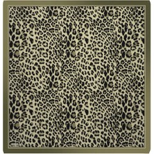 Bursa İpek Haki Leopar Desen Twill Ipek Eşarp