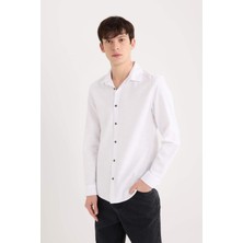 DeFacto %100 Pamuk Slim Fit Basic Uzun Kollu Beyaz Gömlek A4644AX25SP