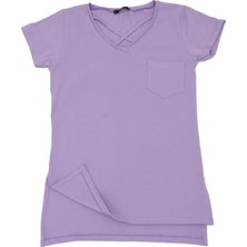 Ceylen Kadın Yaka Detaylı T-Shirt