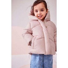 Next Baby Pembe Kapüşonlu Suya Dayanıklı Tam Polar Astarlı Mont
