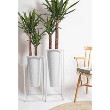 The Mia Prizma Vazo & Saksı Beyaz 70X30X30 cm PZM0030