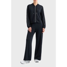 Ea7 Taşlı Modal Karışımlı Regular Fit Normal Bel Bol Paça Kapüşonlu Eşofman Takımı Bayan Eşofman Takımı 7W000119 AF12643 UC001