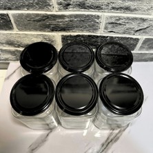 Sarkap Home 6'lı 850 ml Köşeli Cam Kavanoz Seti - Siyah Kapaklı