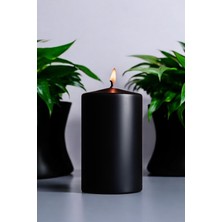 Paşa Cam Pasa Cam Silindir Mum Blok Mum Kütük Mum Siyah Renk 10  cm  Genişlik 20  cm  Uzunluk Gül Kokulu El Işçiliği-