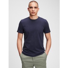 Gap Erkek Lacivert Jersey Bisiklet Yaka Tshirt
