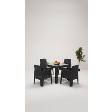 Apex 4 Kişilik Camlı Minderli Bahçe&balkon&teras Mobilyası - Antrasit