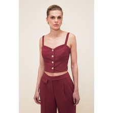 Love My Body Kup Detaylı Crop Mürdüm 115L8918000