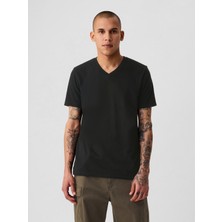 Gap Erkek Siyah Pamuklu Jersey V Yaka T-Shirt