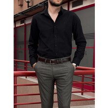 İnpool Erkek, Gömlek Yaka, Regular Fit, Pamuklu, Keten Dokuma, Old Money Culture, Nakış Detaylı Gömlek G10