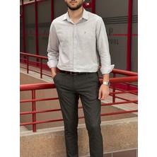 İnpool Erkek, Gömlek Yaka, Regular Fit, Pamuklu, Keten Dokuma, Old Money Culture, Nakış Detaylı Gömlek G10