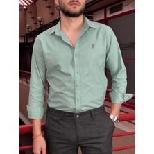 İnpool Erkek, Gömlek Yaka, Regular Fit, Pamuklu, Keten Dokuma, Old Money Culture, Nakış Detaylı Gömlek G10