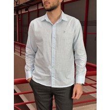 İnpool Erkek, Gömlek Yaka, Regular Fit, Pamuklu, Keten Dokuma, Old Money Culture, Nakış Detaylı Gömlek G10