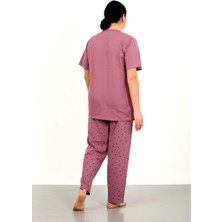 Nisanca %100 Pamuk  Büyük Beden Kısa Kol Kadın Pijama Takımı
