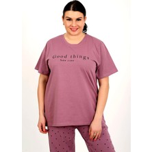 Nisanca %100 Pamuk  Büyük Beden Kısa Kol Kadın Pijama Takımı