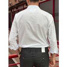 İnpool Erkek, Gömlek Yaka, Regular Fit, Pamuklu, Keten Dokuma, Old Money Culture, Nakış Detaylı Gömlek G10