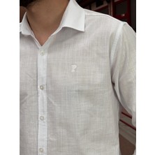 İnpool Erkek, Gömlek Yaka, Regular Fit, Pamuklu, Keten Dokuma, Old Money Culture, Nakış Detaylı Gömlek G10